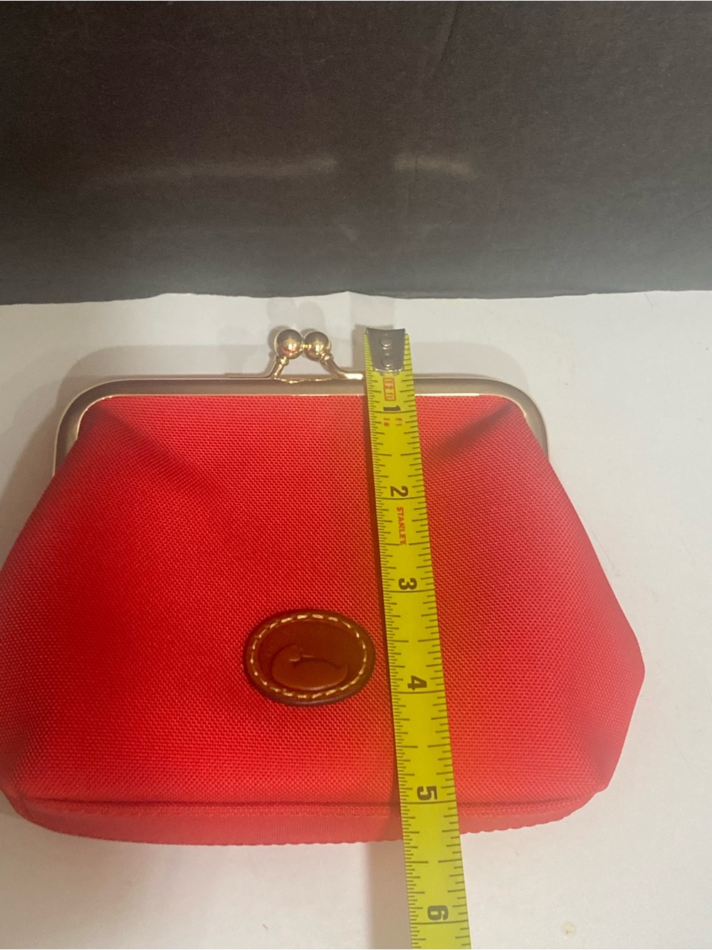 NWOT Dooney & Bourke Red Canvas Kiss Lock Coin Purse Framed Wallet Duck Patch - Picture 5 of 5